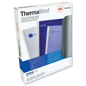 GBC Thermal Binding Covers 6mm Front PVC Clear Back Gloss A4 White Ref IB370045 [Pack 100] Ident: 710G