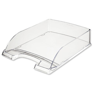 Letter Tray Robust Polystyrene High Sided with Extra Label Space Clear