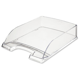 Letter Tray Robust Polystyrene High Sided with Extra Label Space Clear Ident: 329B