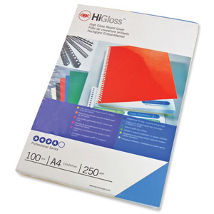 GBC Binding Covers Card Plain 250gsm A4 Gloss Blue Ref CE020020 [Pack 50x2] Ident: 712E