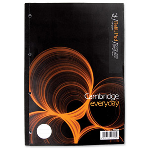 Cambridge Refill Pad Sidebound Ruled Margin Punched 4 Holes 70gsm 400pp A4 Ref 100080178 [Pack 5] Ident: 37B