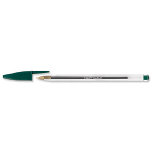 Bic Cristal Ball Pen Clear Barrel 1.0mm Tip 0.4mm Line Green Ref 8373629 [Pack 50]