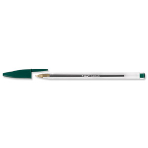 Bic Cristal Ball Pen Clear Barrel 1.0mm Tip 0.4mm Line Green Ref 8373629 [Pack 50] Ident: 84A