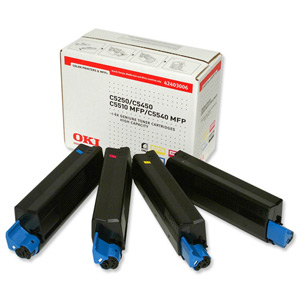 OKI Laser Toners Page Life 5000pp Rainbow 4 Colours [for C5250 C5450] Ref 42403006 [Pack 4]