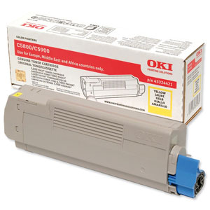 OKI Laser Toner Cartridge Page Life 5000pp Yellow Ref 43324421 Ident: 827D