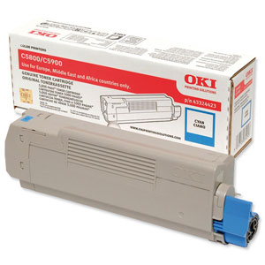 OKI Laser Toner Cartridge Page Life 5000pp Cyan Ref 43324423