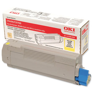 OKI Laser Toner Cartridge Page Life 2000pp Yellow Ref 43381905