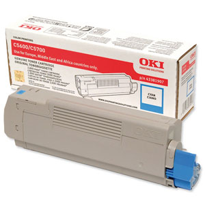 OKI Laser Toner Cartridge Page Life 2000pp Cyan Ref 43381907 Ident: 827B