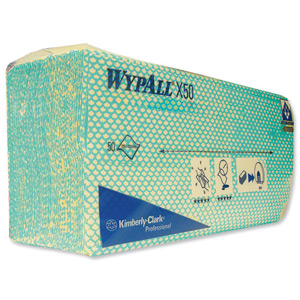 Wypall X50 Cleaning Cloths Absorbent Strong Non-woven Tear-resistant Green Ref 7442 [Pack 50]