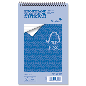 Silvine Notebook Spiral Bound FSC Paper Feint Ruled 160 Pages 60gsm 125x200mm Ref FSC160 [Pack 10] Ident: 46A