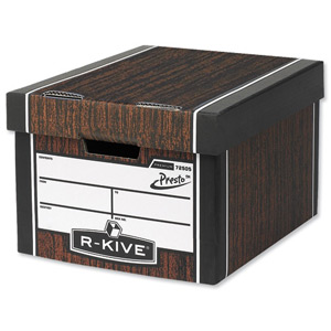 Fellowes R-Kive Premium 725 Classic Storage Box Woodgrain Size W330xD381xH254mm Ref 7250502 [Pack 10] Ident: 175A