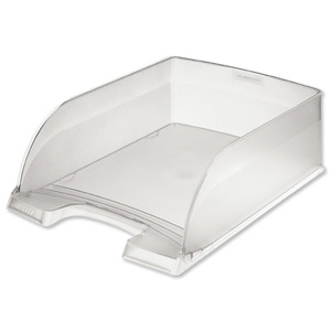 Leitz Plus Jumbo Letter Tray Deep-sided with 2 Label Positions Clear Ref 52330003