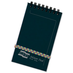Europa Minor Notepad Wirebound Elasticated Ruled 80gsm 120 Pages 127x76mm Black Ref 3012Z [Pack 10]