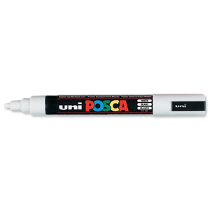 uni Posca PC5M Marker Medium Tip Line Width 1.8-2.5mm White Ref 9002111 [Pack 12] Ident: 94H