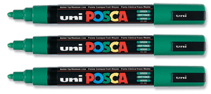 uni Posca PC5M Marker Medium Tip Line Width 1.8-2.5mm Green Ref 9002103 [Pack 12]