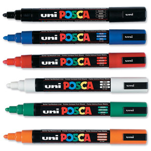 uni Posca PC5M Marker Medium Tip Line Width 1.8-2.5mm Assorted Ref 5014013-01 [Pack 6] Ident: 94H