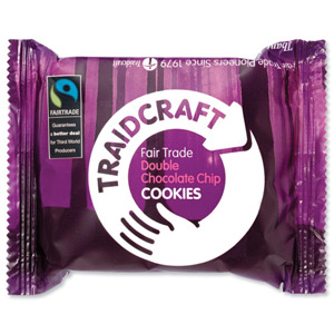 Traidcraft Cookies Double Chocolate Fairtrade 2 per Minipack Ref A07035 [Pack 24] Ident: 621A