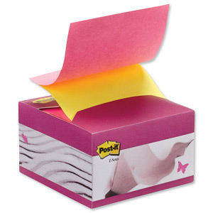 Post-it Z-Notes in Decorative Dispenser 76x76mm [3x3 inches] Neon Yellow/Pink Ref B330-F [200 Sheets]