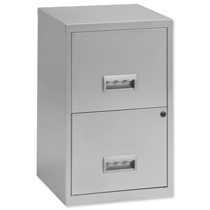 Filing Cube Cabinet Steel Lockable 2 Drawers A4 Silver Ident: 464c