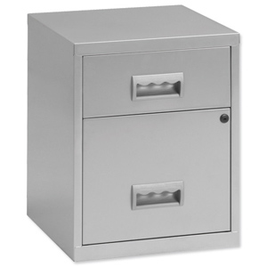 Combi Filing Unit Cabinet Steel Lockable 2 Drawers A4 Silver
