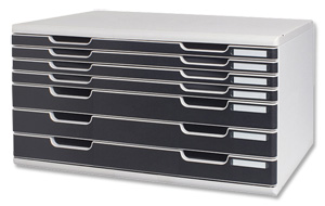 Multiform Modulo Filing Unit 7 Drawer Set with Lock A3 Grey and Black Ref 323014D
