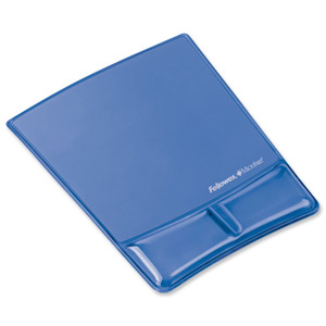 Fellowes Professional Crystal Gel Mouse Pad Wrist Rest Microban Cushioned Blue Ref 9182201