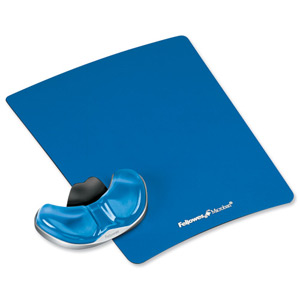 Fellowes Professional Crystal Gel Palm Support Pad Microban Cushioned Blue Ref 9180601