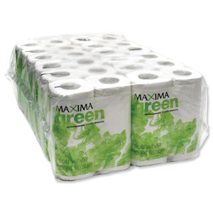 Maxima Green Toilet Roll Recycled 2-Ply 200 Sheets White Ref KMAX200G [Pack 48] Ident: 603A