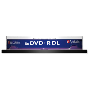 Verbatim DVD+R Recordable Disk Double Layer Write-once Spindle 8x 240min 8.5Gb Ref 43666 [Pack 10]