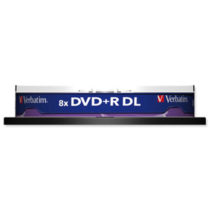 Verbatim DVD+R Recordable Disk Double Layer Write-once Spindle 8x 240min 8.5Gb Ref 43666 [Pack 10] Ident: 780C