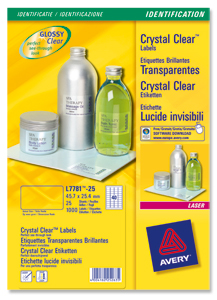 Avery Crystal Clear Labels Laser Durable 21 per Sheet 63.5x38.1mmTransparent Ref L7782-25 [525 Labels]
