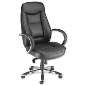 Adroit Executive Languedoc Armchair Back H720mm W550xD530xH480-560mm Leather Black Ref 10488-01