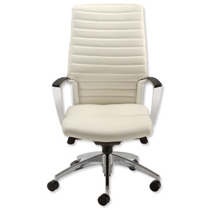 Adroit Zip Executive Armchair Back H640mm W500xD510xH440-540mm Leather White Ref AccordWL Ident: 387B