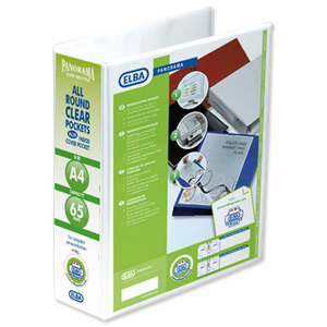 Elba Presentation Lever Arch File Clear Cover Pockets 2-Ring A4 White Ref 400008436 [Pack 5]