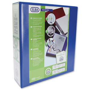 Elba Presentation Lever Arch File Clear Cover Pockets 2-Ring A4 Blue Ref 400008438 [Pack 5] Ident: 221A