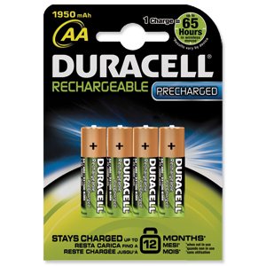 Duracell Stay Charged Battery Long-life Rechargeable 1950mAh AA Size 1.2V Ref 81364752 [Pack 4] Ident: 646B