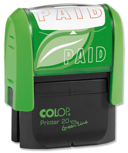 Colop Green Line Word Stamp PAID Imprint 38x14mm Red Ref 1092704040