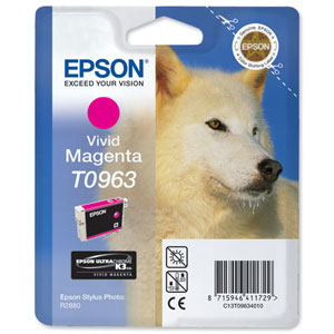 Epson T0963 Inkjet Cartridge UltraChrome K3 Husky Page Life 865pp Vivid Magenta Ref C13T09634010 Ident: 804K