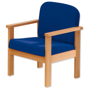 Trexus Reception Armchair Beech Cushioned Backrest H430mm Seat W570xD580xH410mm Blue Ident: 412A