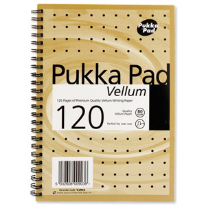 Pukka Pad Vellum Notebook Wirebound Perforated Ruled 80gsm 120pp A5 Vellum Ref VJM/2 [Pack 3] Ident: 38F