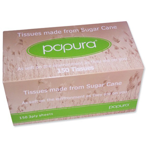 Papura Facial Tissues from Sugar Cane minus Chlorine Bleach 2-Ply 150 Sheets Ref 1514 Ident: 604J