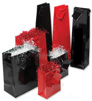 Gift Bag Medium Strong Rope Handle Black Gloss [Pack 10] Ident: 575D