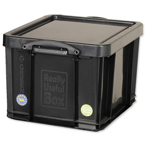 Really Useful Storage Box Plastic Recycled Robust Stackable 35 Litre W390xD480xH310mm Black Ref 35L Ident: 178A