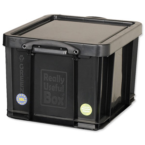 Really Useful Storage Box Plastic Recycled Robust Stackable 35 Litre W390xD480xH310mm Black Ref 35L