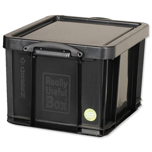 Really Useful Storage Box Plastic Recycled Robust Stackable 42 Litre W440xD520xH310mm Black Ref 42L