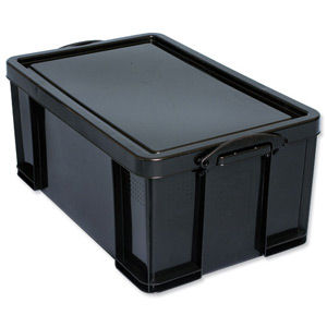 Really Useful Storage Box Plastic Recycled Robust Stackable 64 Litre W440xD710xH310mm Black Ref 64L Ident: 178A
