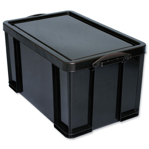 Really Useful Storage Box Plastic Recycled Robust Stackable 84 Litre W444xD710xH380mm Black Ref 84L Ident: 178A