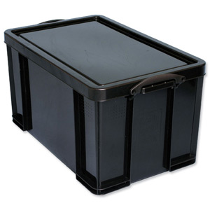 Really Useful Storage Box Plastic Recycled Robust Stackable 84 Litre W444xD710xH380mm Black Ref 84L