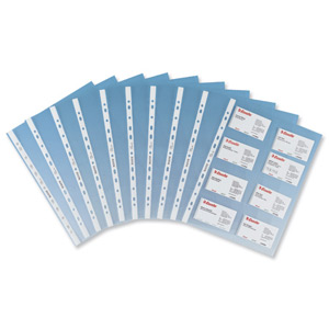Leitz Business Card Pocket Multipunched Capacity 16 Cards A4 Clear Ref 47583003 [Pack 10]