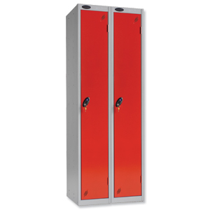 Trexus Plus 1 Door Locker Nest of 2 ACTIVECOAT W305xD305xH1780mm Silver Red Ref 862841 Ident: 472A